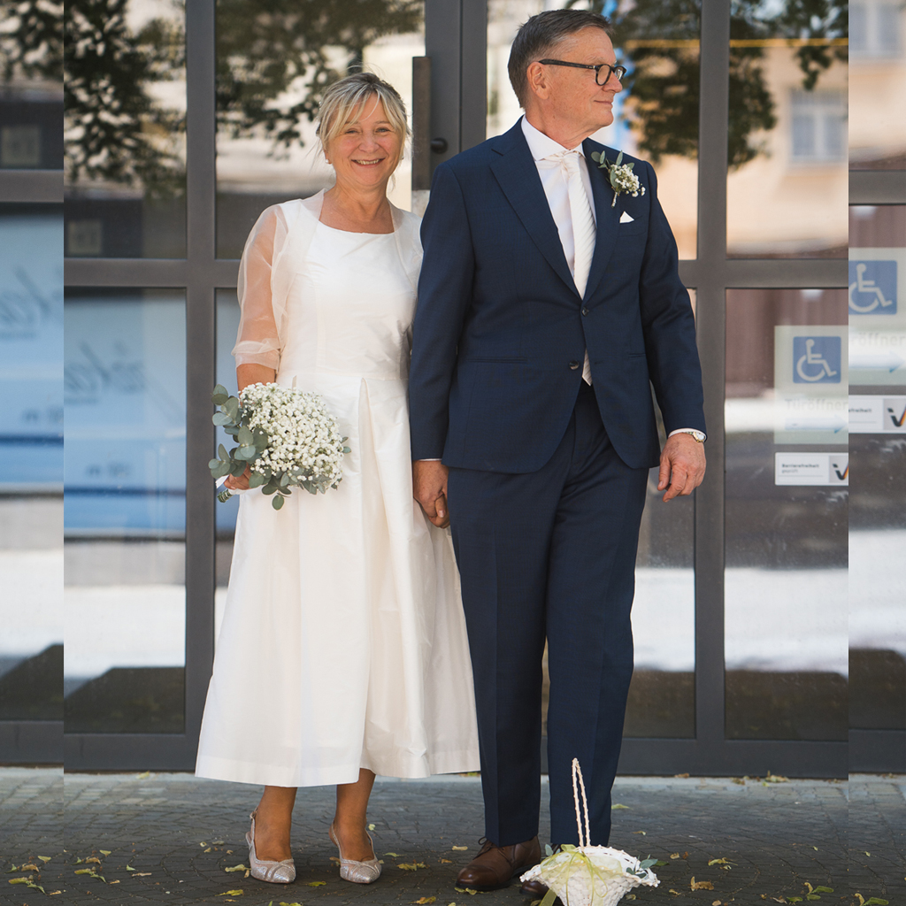 Hochzeitskleid im clean chic in München angefertigt