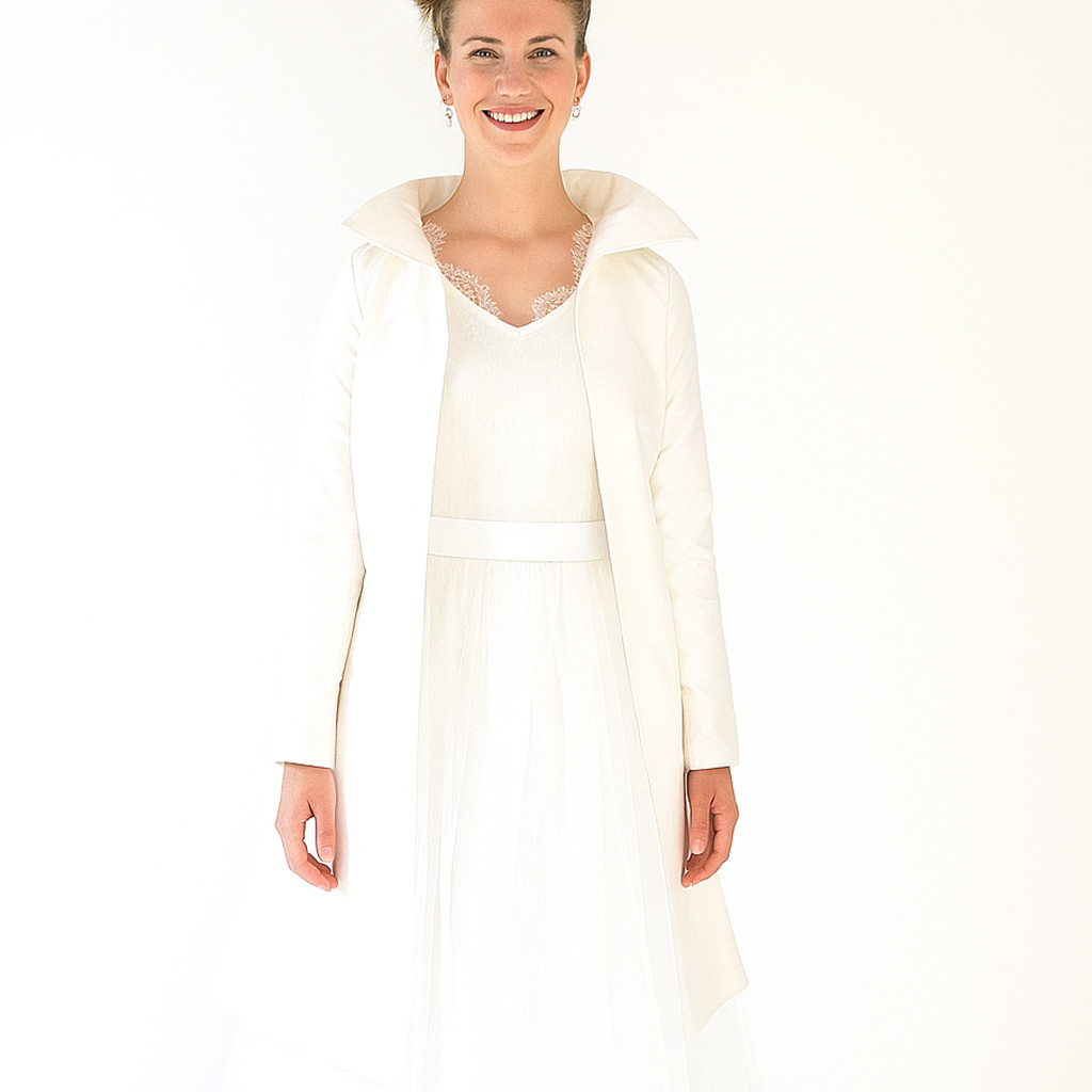 weißer Mantel zur Hochzeit, maßanfertigung aus München