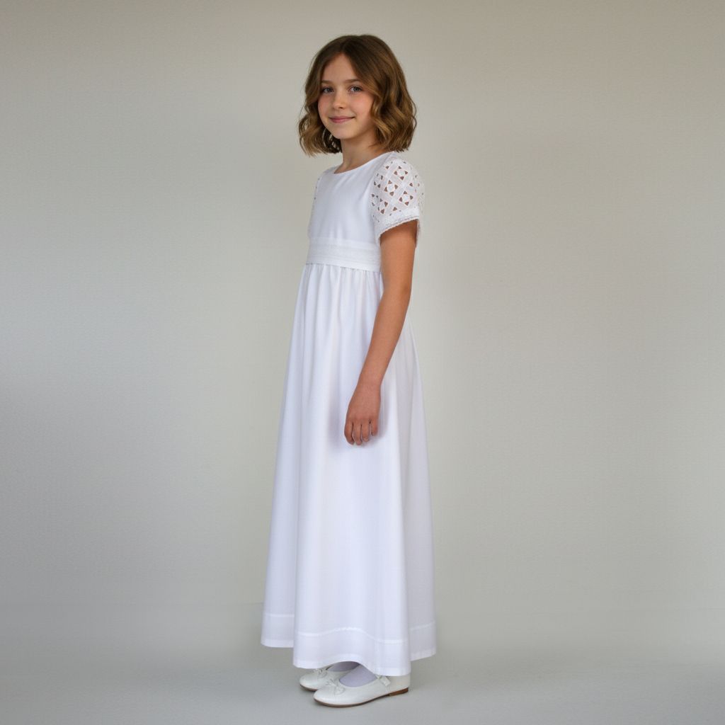 natürliche lange Erstkommunionkleider aus Baumwolle