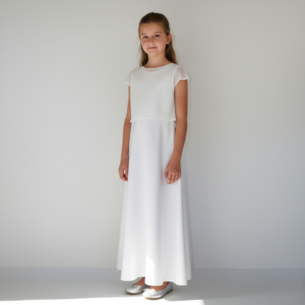 ein  extra Oberteil mit kleinen Strasssteinen für schlichte Kommunionkleider