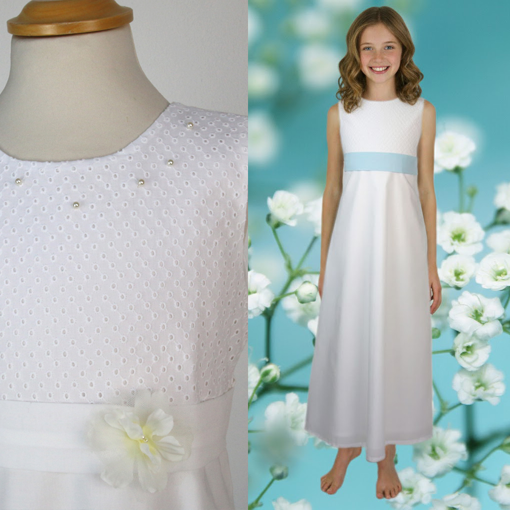 Fanzi natürliches Kommunionskleid aus Baumwolle