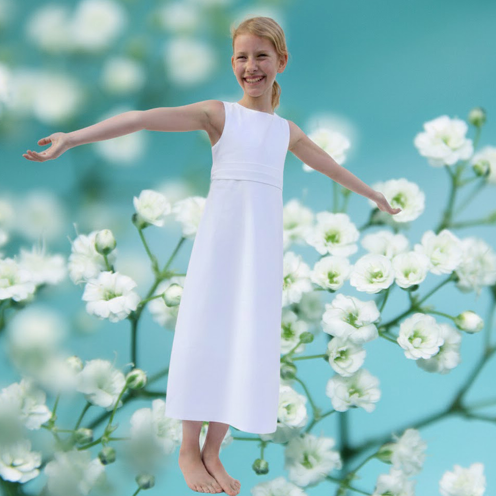schlichtes Erstkommunionskleid aus dem Atelier ma-eins in München