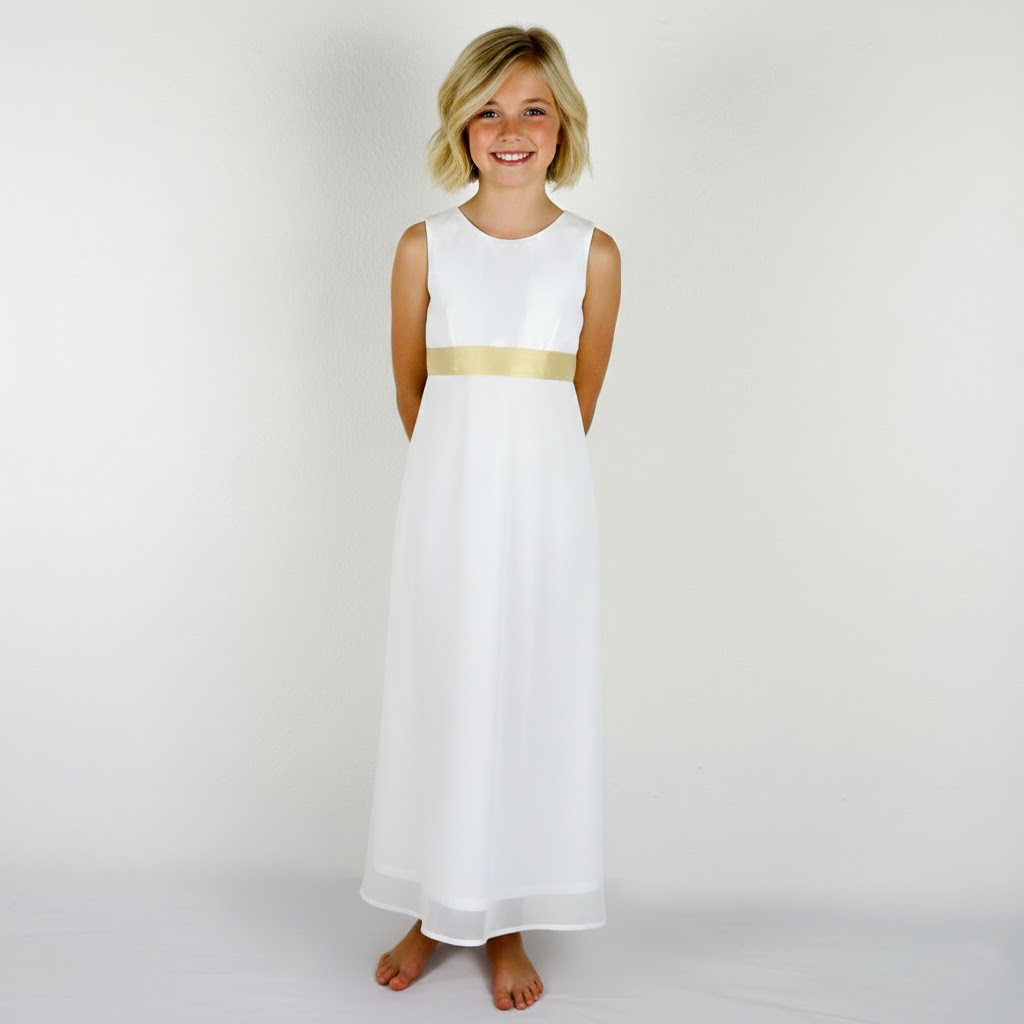 schlichtes Kommunionkleid Mädchen Seide