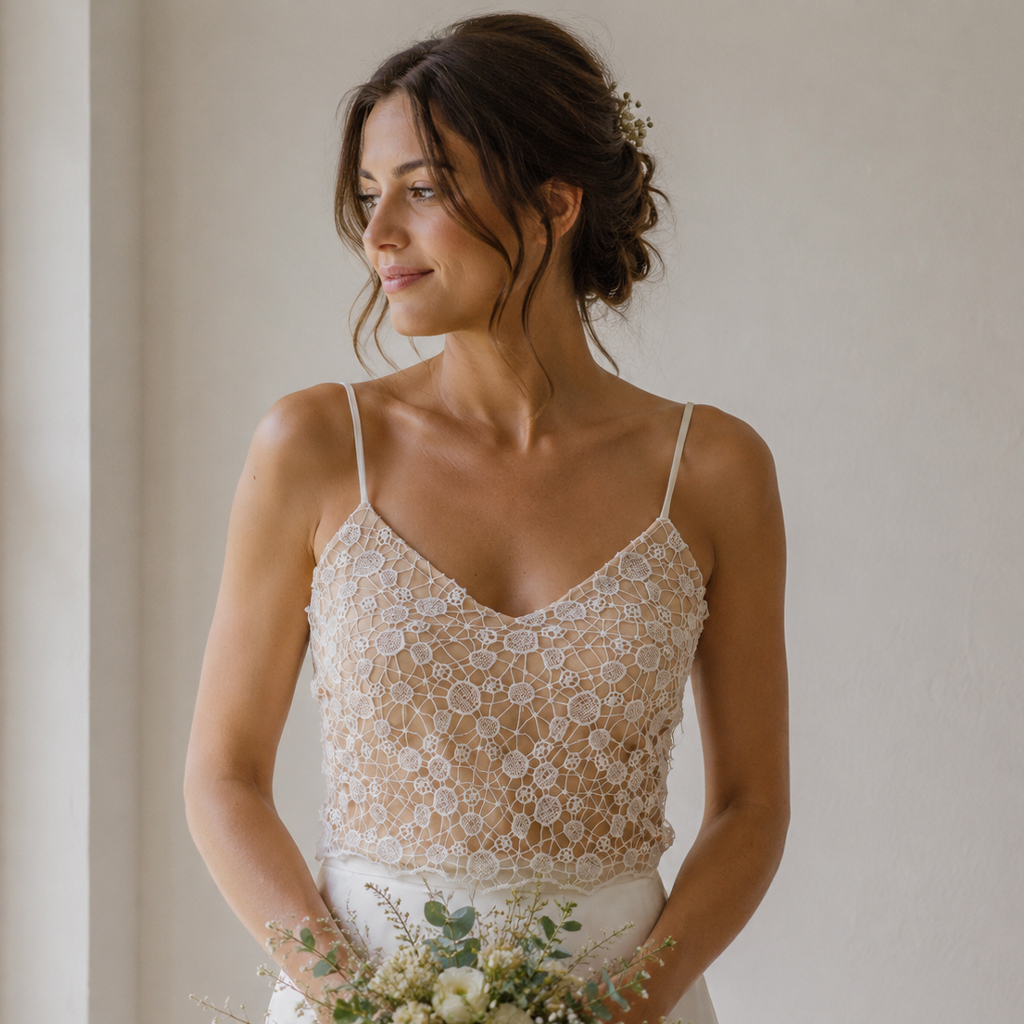 cooles Spitzentop für die Hochzeit aus München